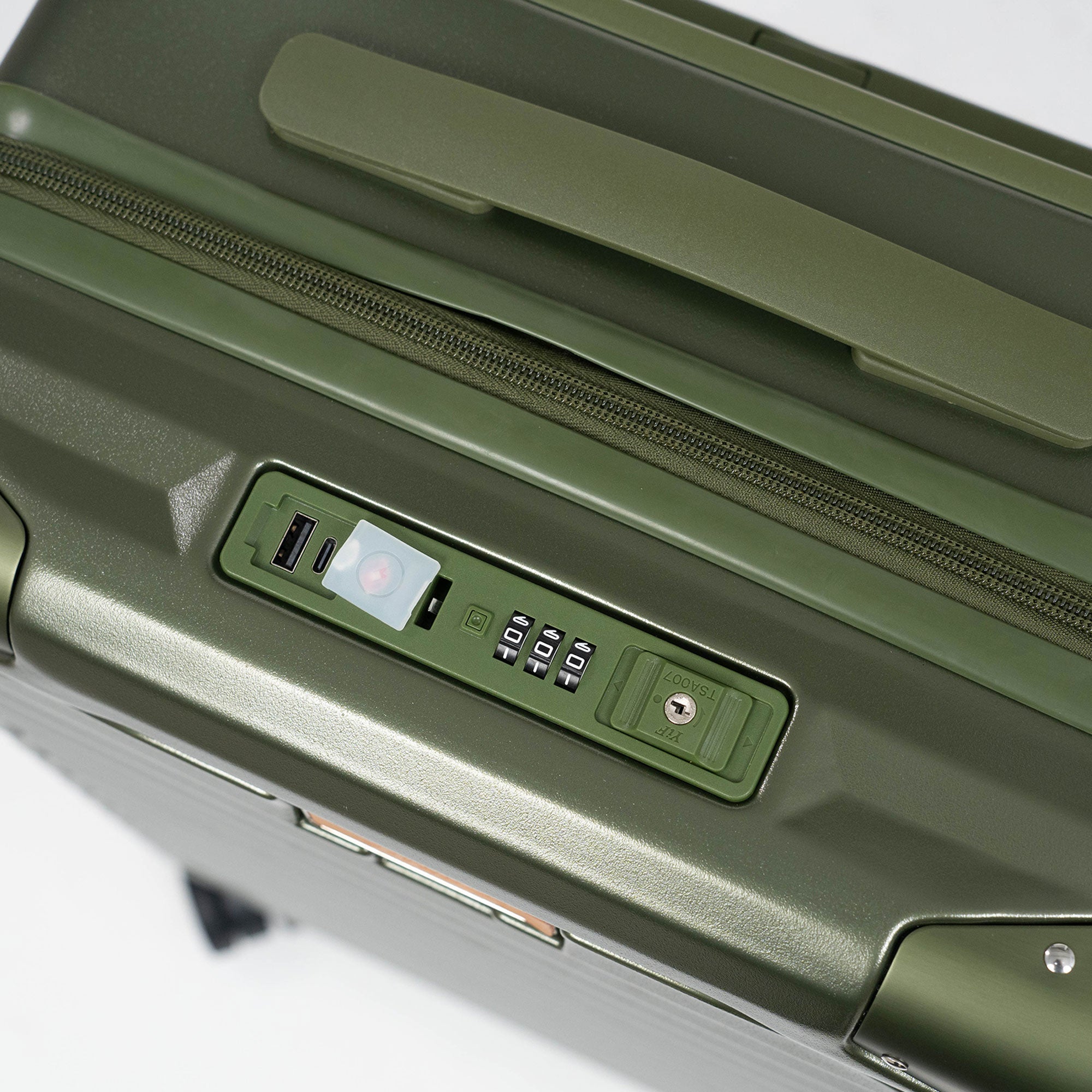 Valise Cabine TITOU Smart Pro – TSA, Port USB, Compartiment Laptop & Porte Goblet - Vert Militaire