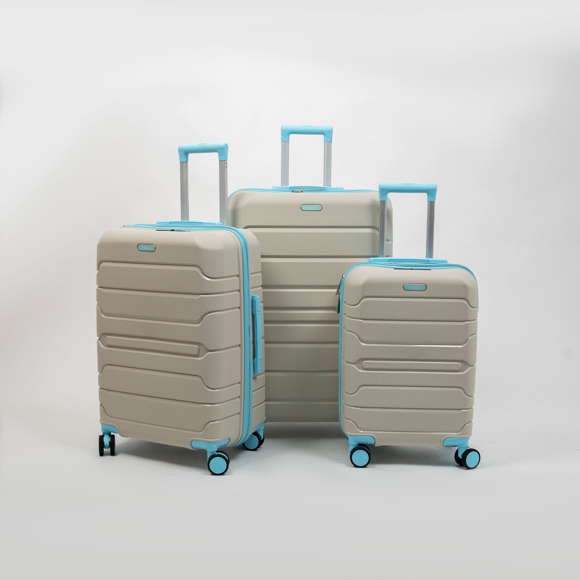 Valise Titou Mat - Beige & Bleu Ciel