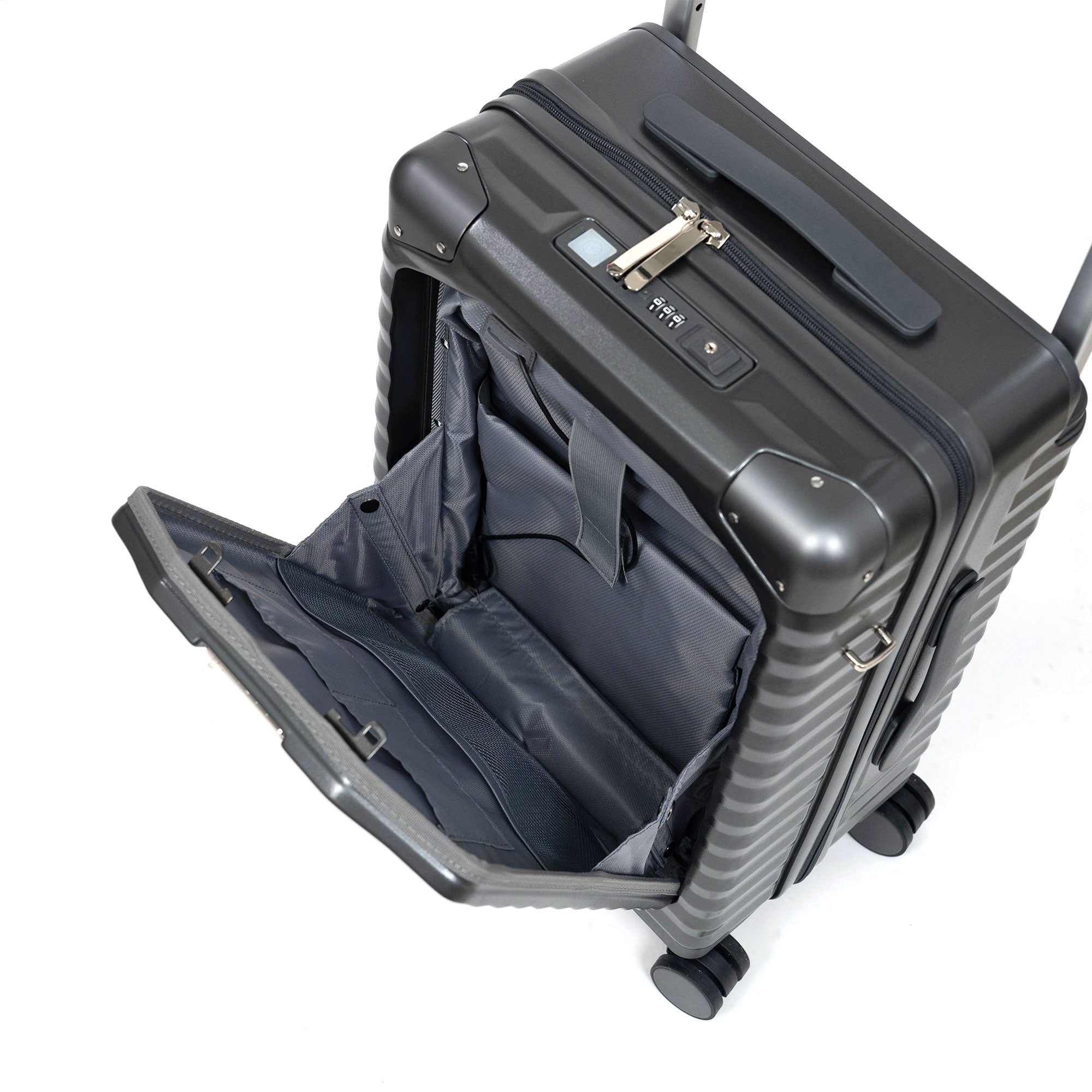 Valise Cabine TITOU Smart Pro – TSA, Port USB, Compartiment Laptop & Porte Goblet - Gris