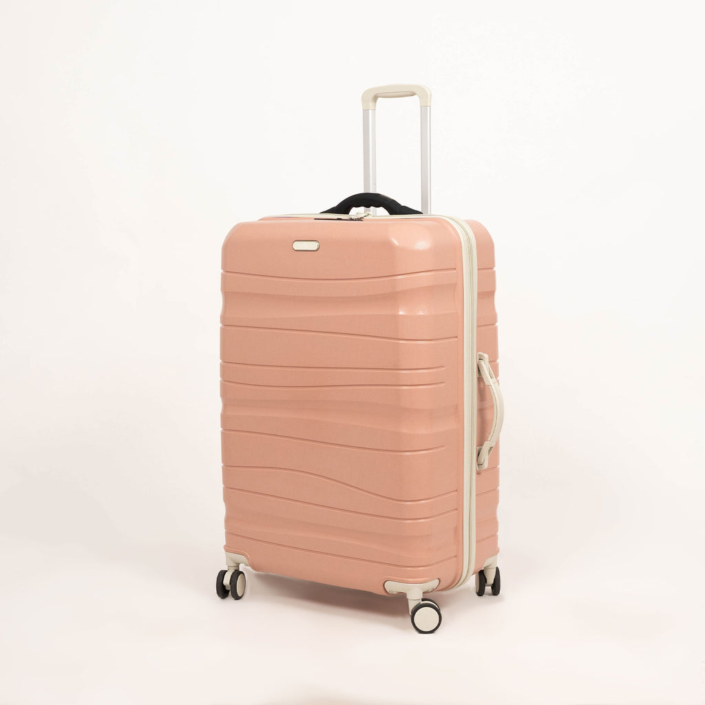 Set de 3 valises Titou avec pèse-bagages intégré et port USB intégré - Saumon & Beige