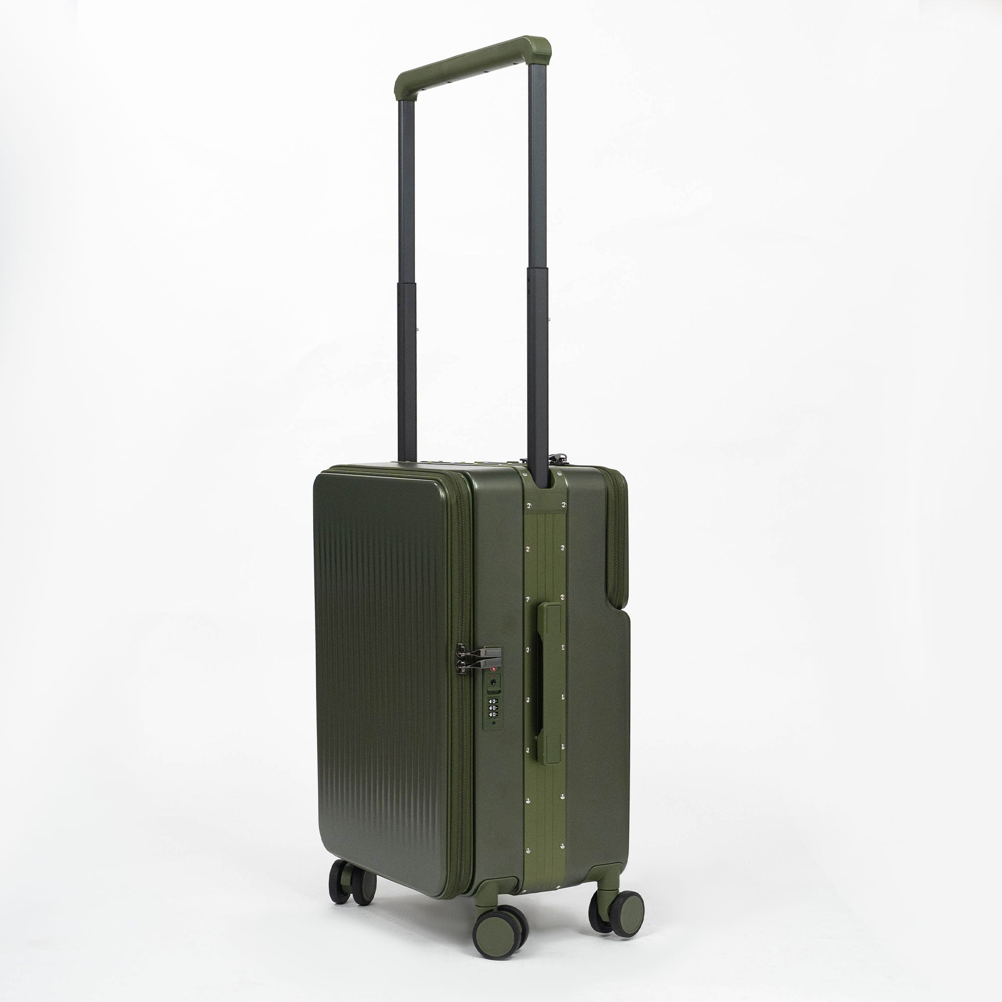 Valise Cabine Premium Business – TSA, Port USB, Compartiment Laptop & Support Téléphone - Vert militaire