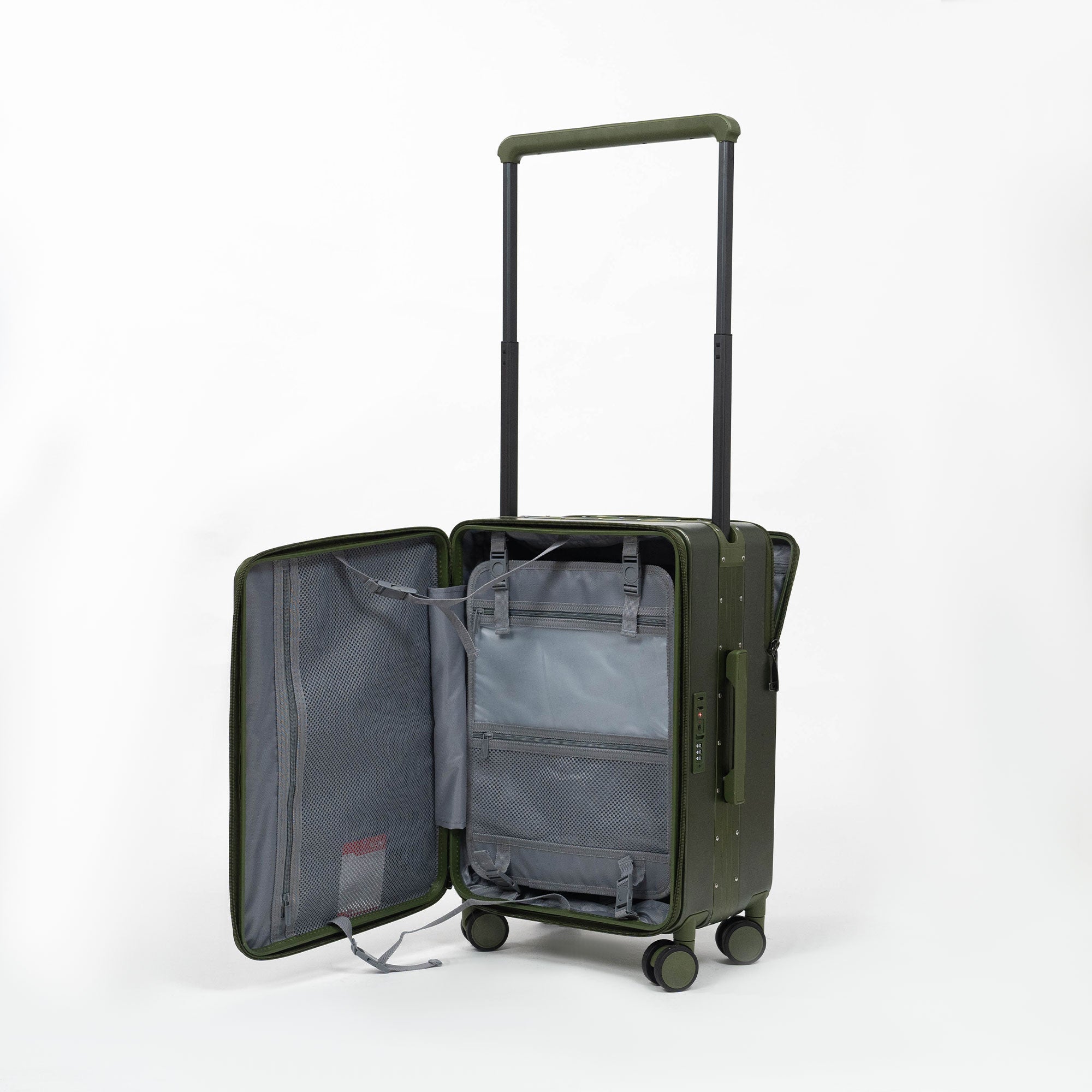 Valise Cabine Premium Business – TSA, Port USB, Compartiment Laptop & Support Téléphone - Vert militaire