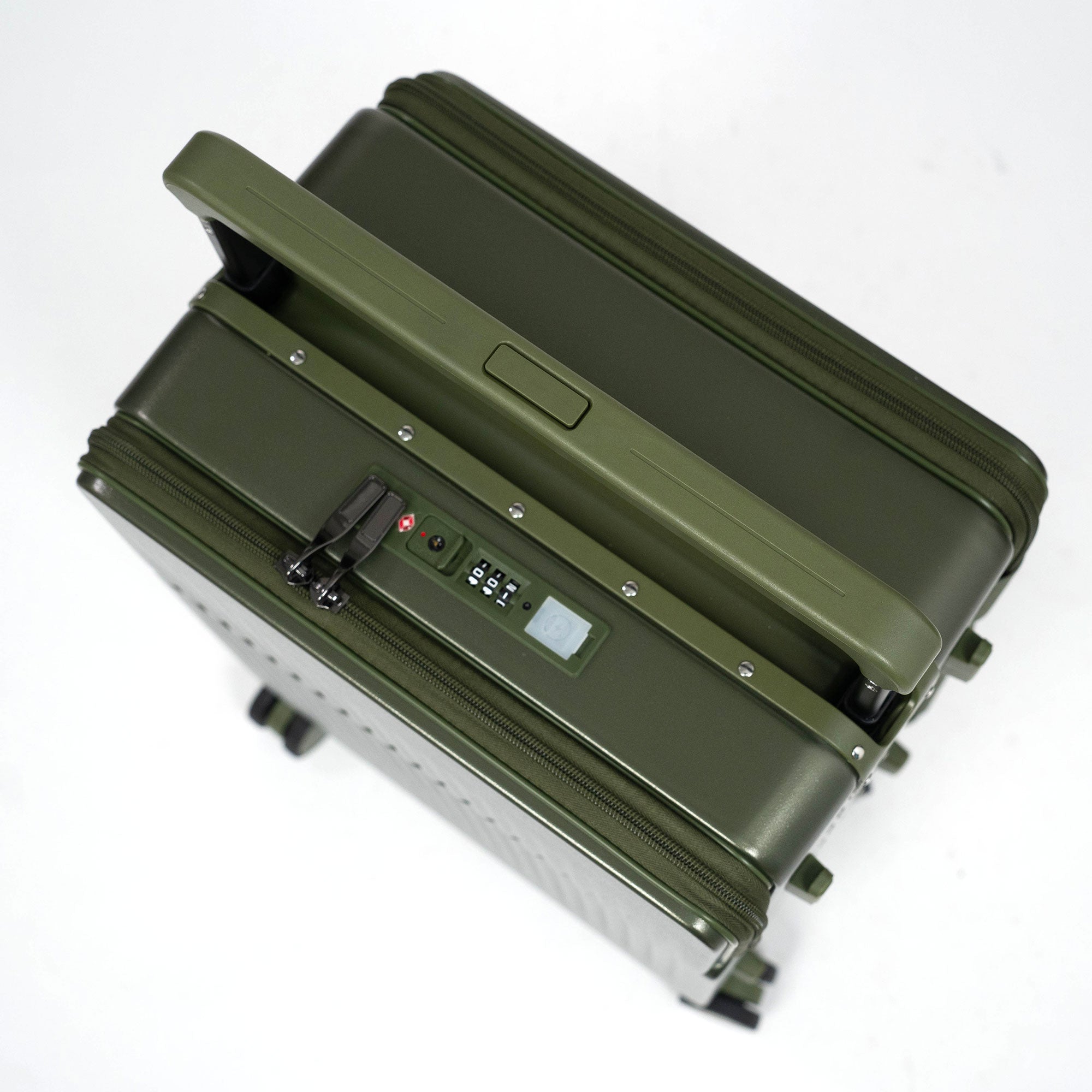 Valise Cabine Premium Business – TSA, Port USB, Compartiment Laptop & Support Téléphone - Vert militaire