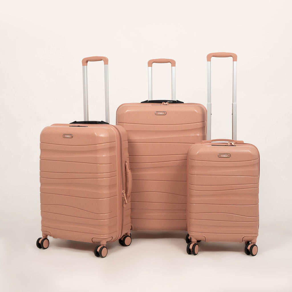 Set de 3 valises Titou avec pèse-bagages intégré et port USB intégré - Saumon