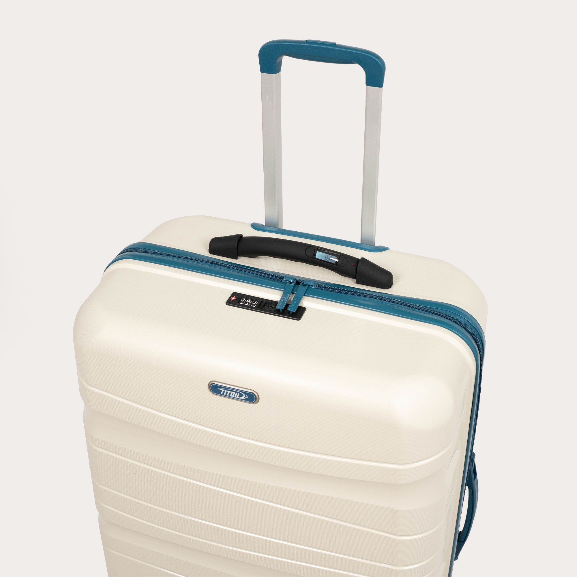Set de 3 valises Titou avec pèse-bagages intégré et port USB intégré - Beige & Turquoise