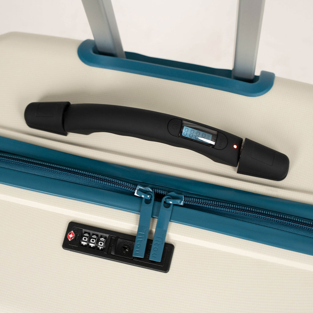 Set de 3 valises Titou avec pèse-bagages intégré et port USB intégré - Beige & Turquoise