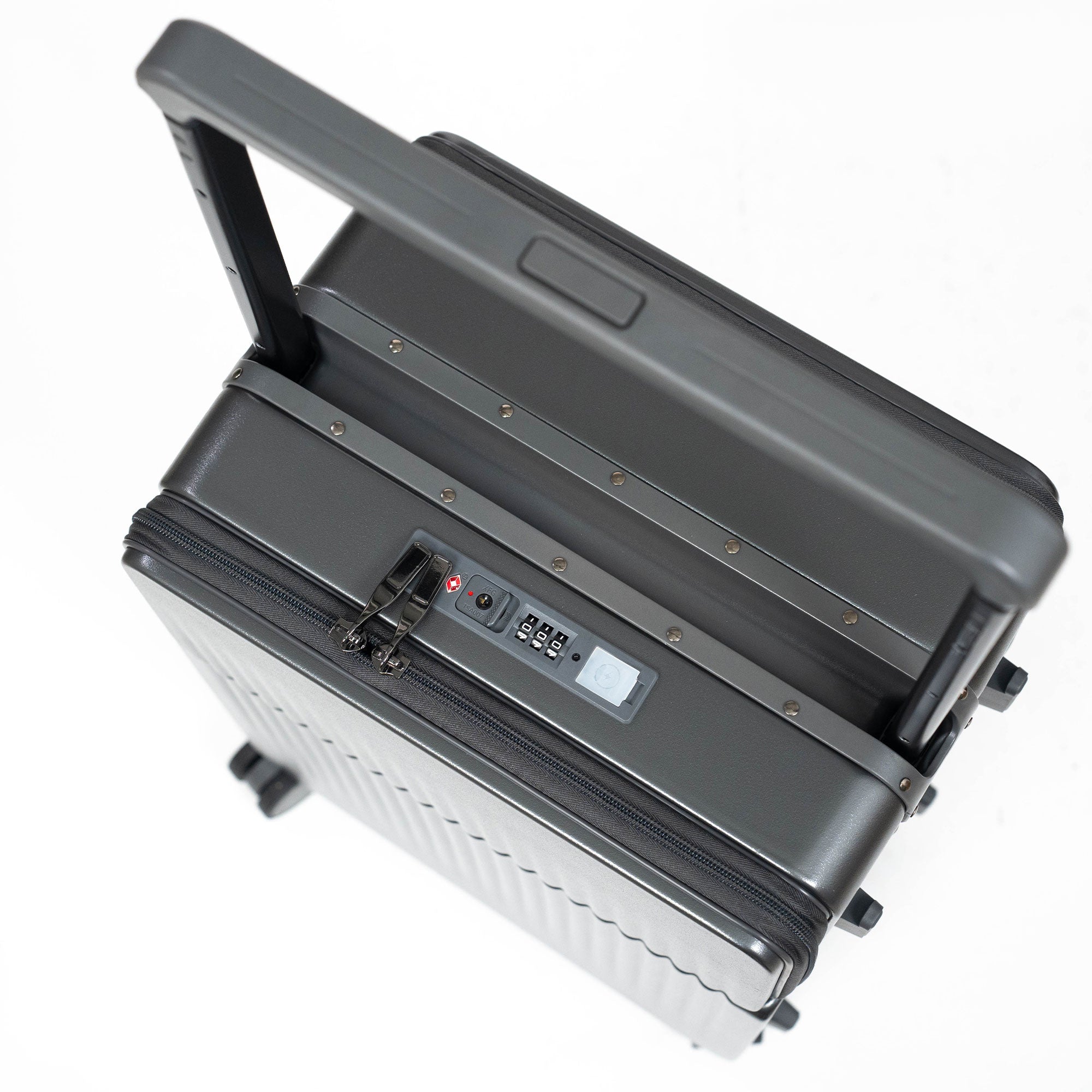 Valise Cabine Premium Business – TSA, Port USB, Compartiment Laptop & Support Téléphone - Gris