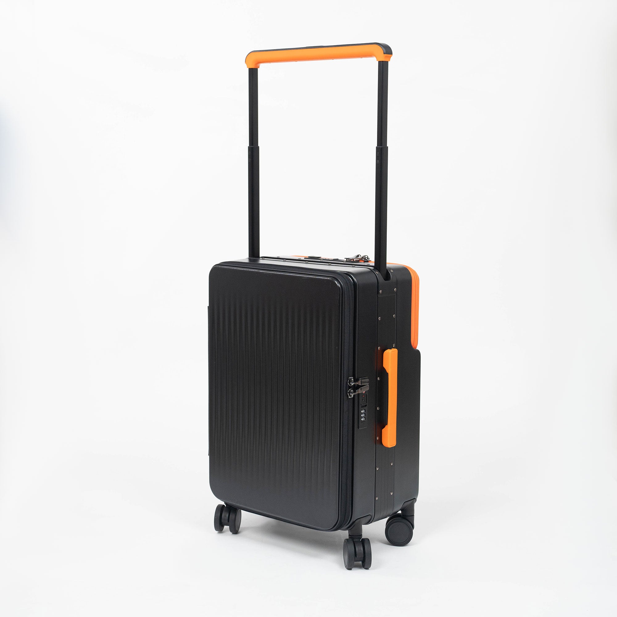 Valise Cabine Premium Business – TSA, Port USB, Compartiment Laptop & Support Téléphone - Noir & Orange