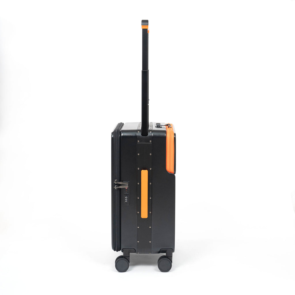 Valise Cabine Premium Business – TSA, Port USB, Compartiment Laptop & Support Téléphone - Noir & Orange