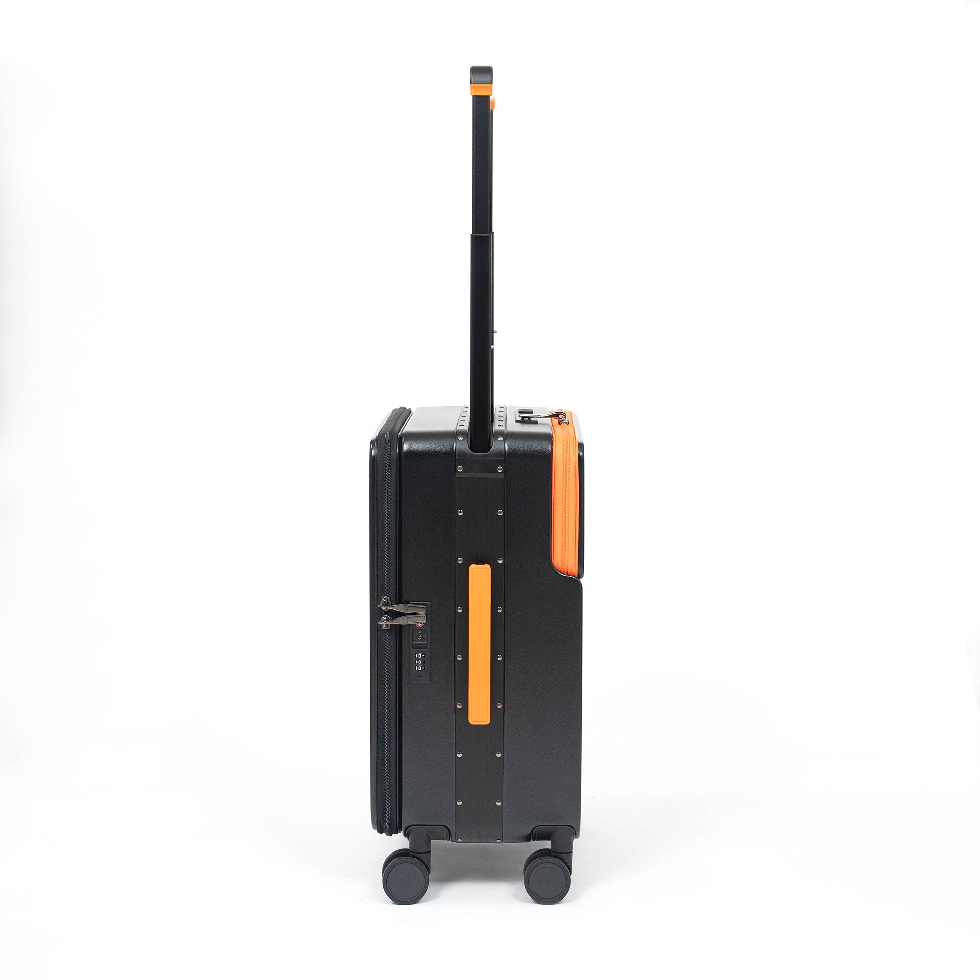 Valise Cabine Premium Business – TSA, Port USB, Compartiment Laptop & Support Téléphone - Noir & Orange