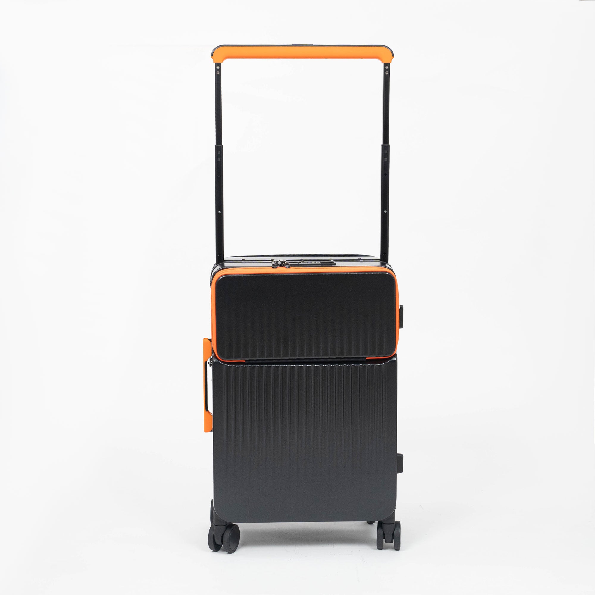 Valise Cabine Premium Business – TSA, Port USB, Compartiment Laptop & Support Téléphone - Noir & Orange