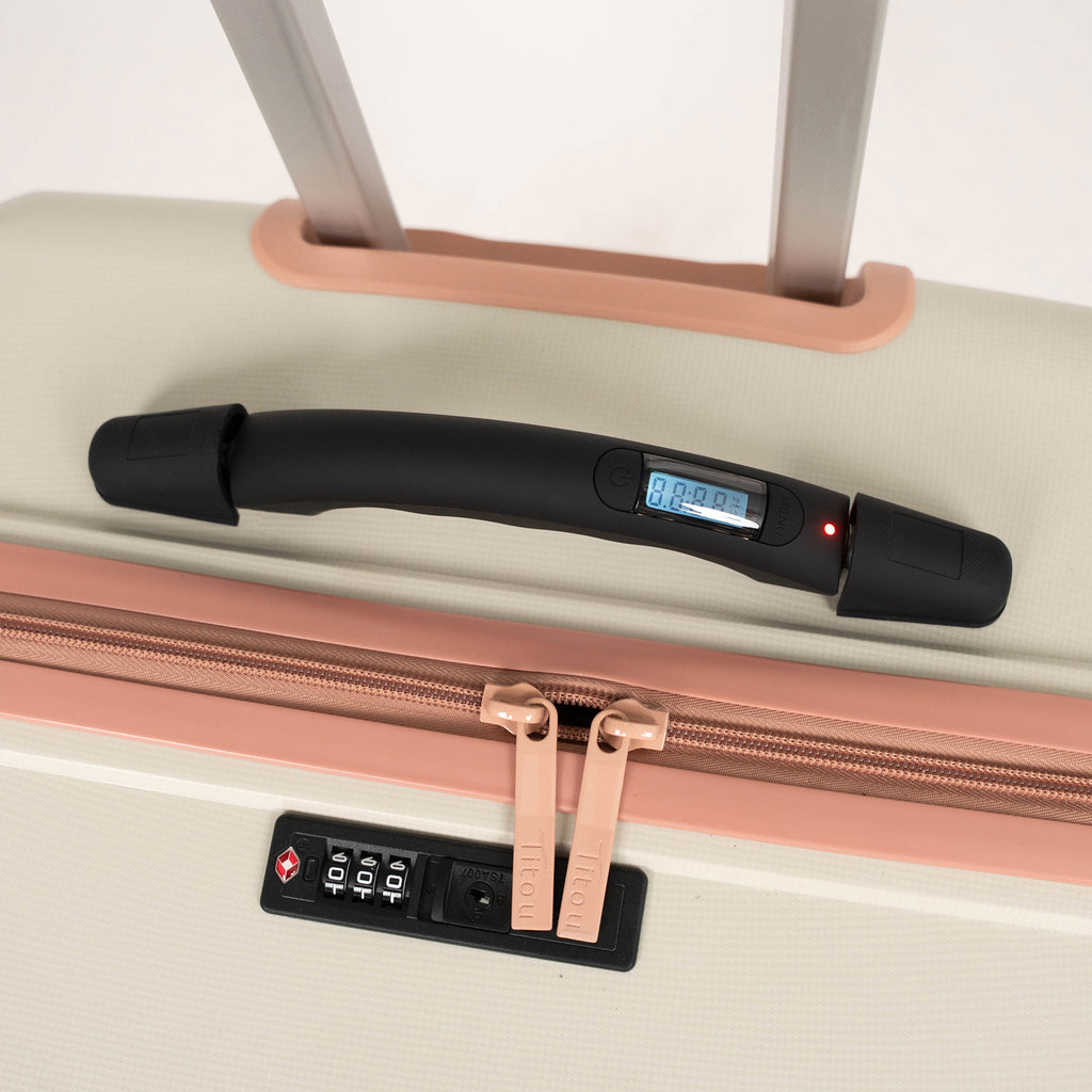 Set de 3 valises Titou avec pèse-bagages intégré et port USB intégré - Beige & Saumon