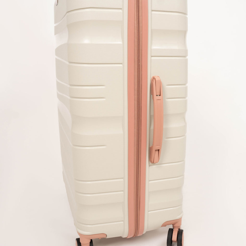 Set de 3 valises Titou avec pèse-bagages intégré et port USB intégré - Beige & Saumon