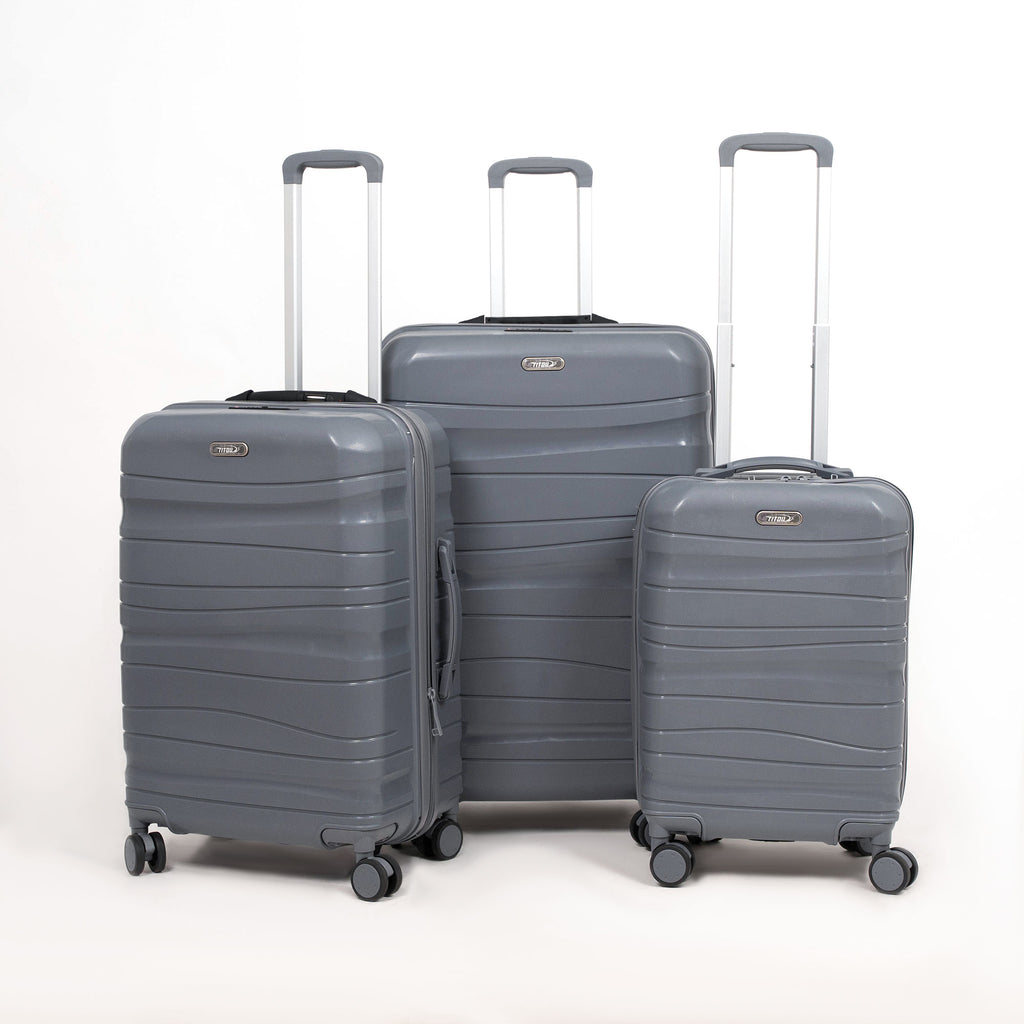 Set de 3 valises Titou avec pèse-bagages intégré et port USB intégré - Gris