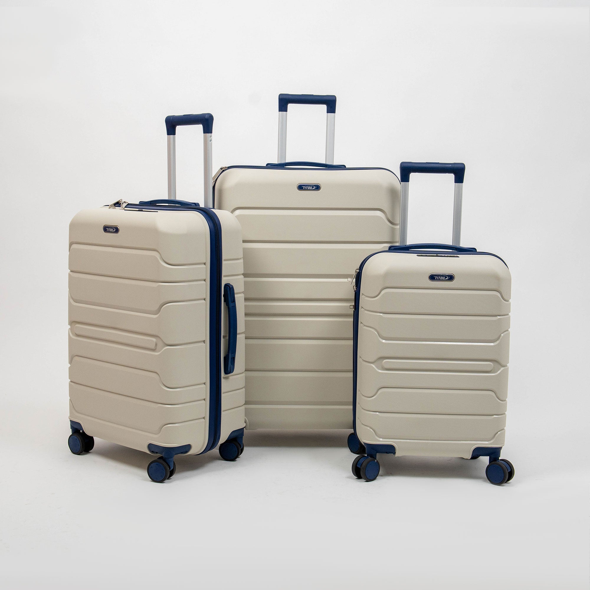 Valise Titou Mat - Beige & BleuMarine