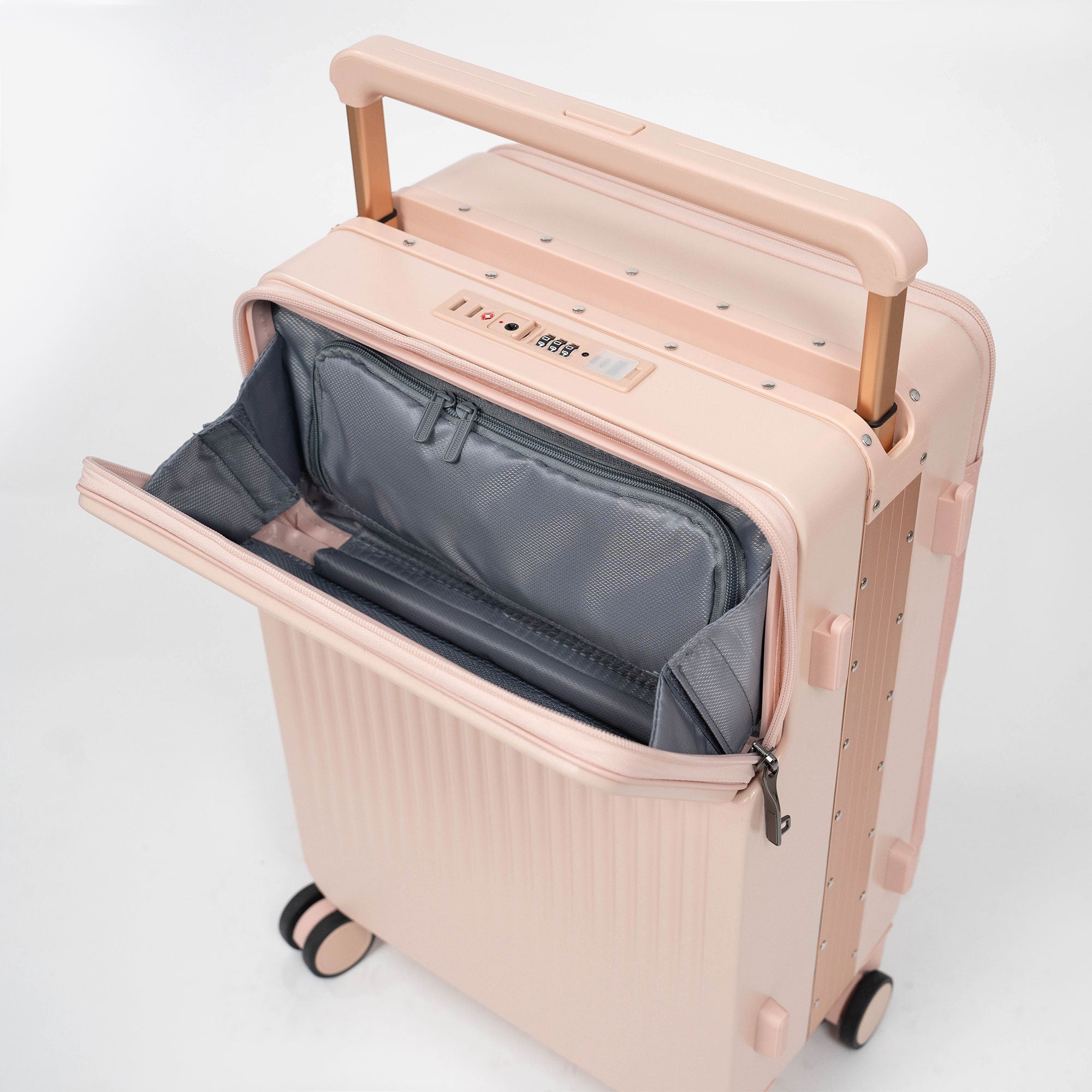Valise Cabine Premium Business – TSA, Port USB, Compartiment Laptop & Support Téléphone - Saumon