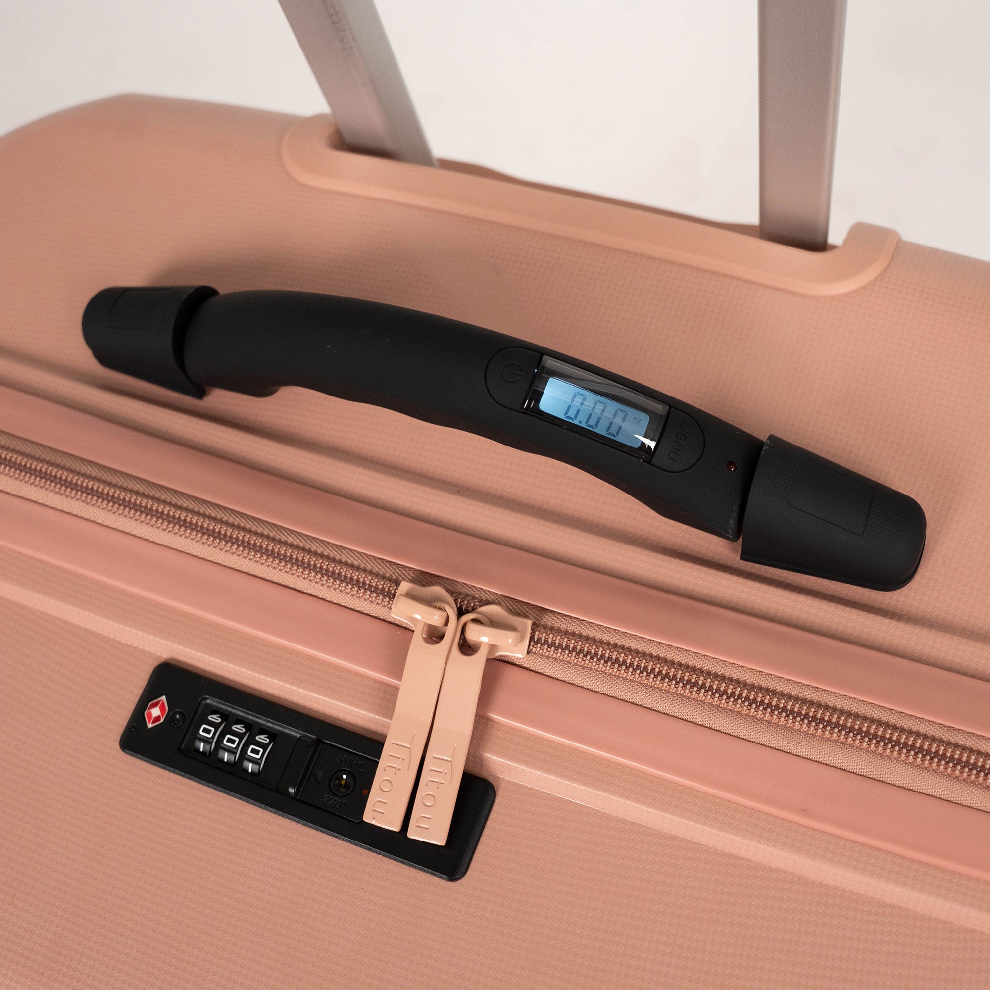 Set de 3 valises Titou avec pèse-bagages intégré et port USB intégré - Saumon