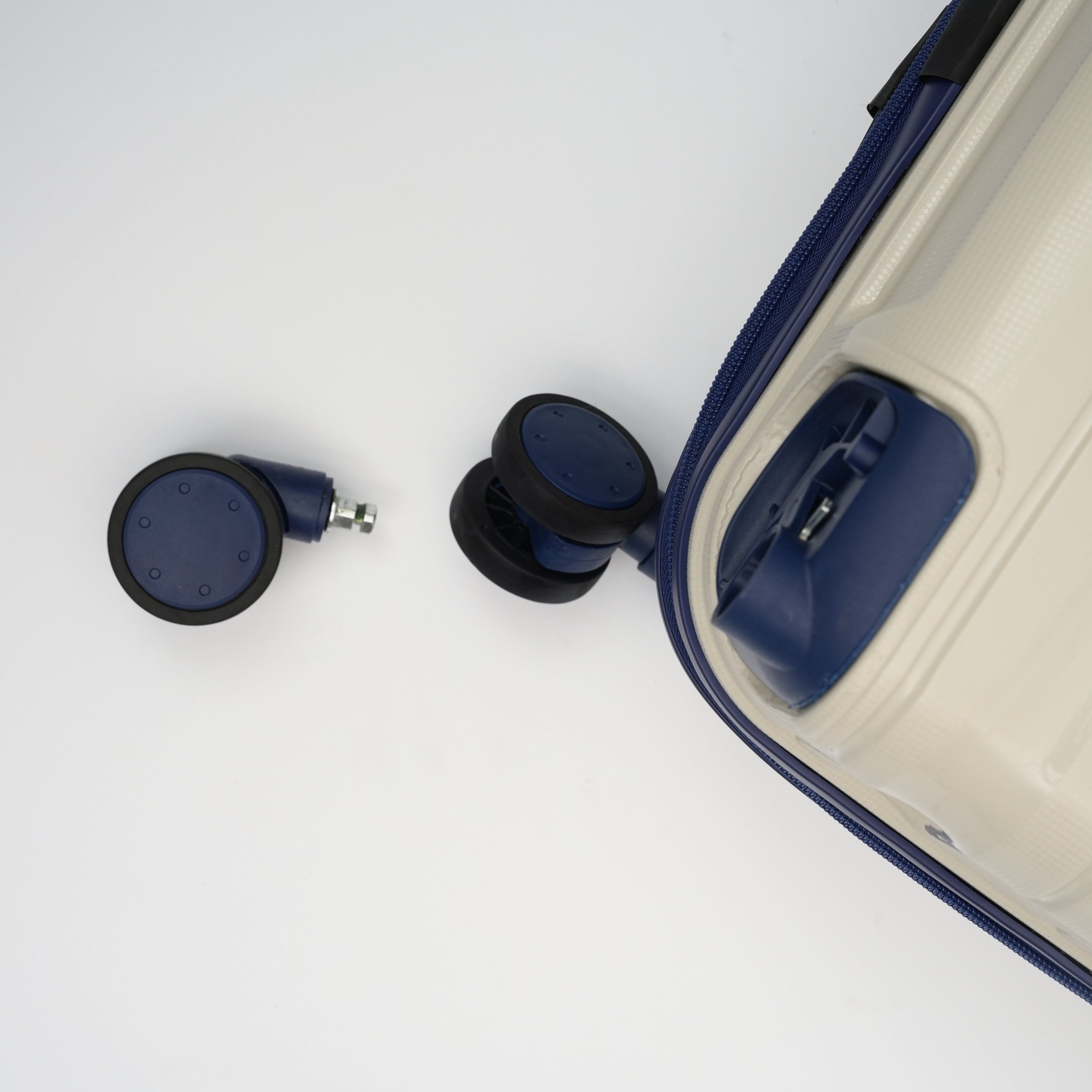 Set de 3 valises Titou avec pèse-bagages intégré et port USB intégré - Beige & BleuMarine