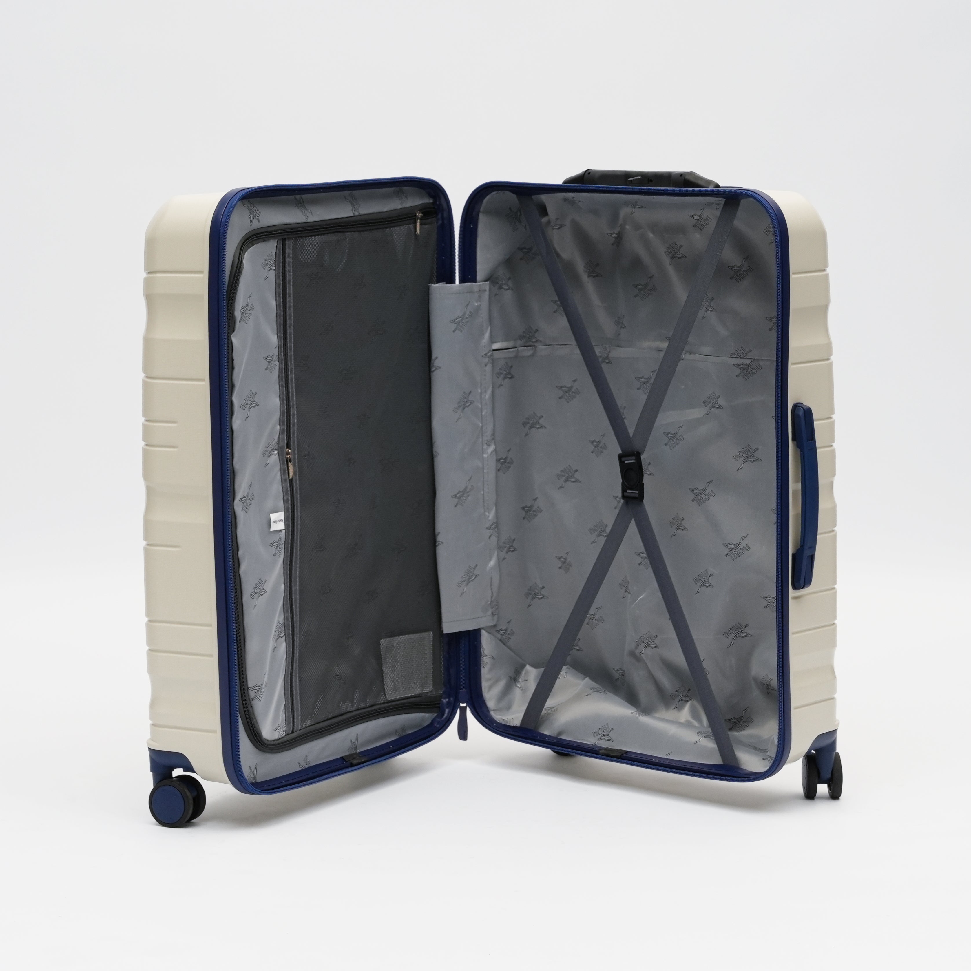 Set de 3 valises Titou avec pèse-bagages intégré et port USB intégré - Beige & BleuMarine