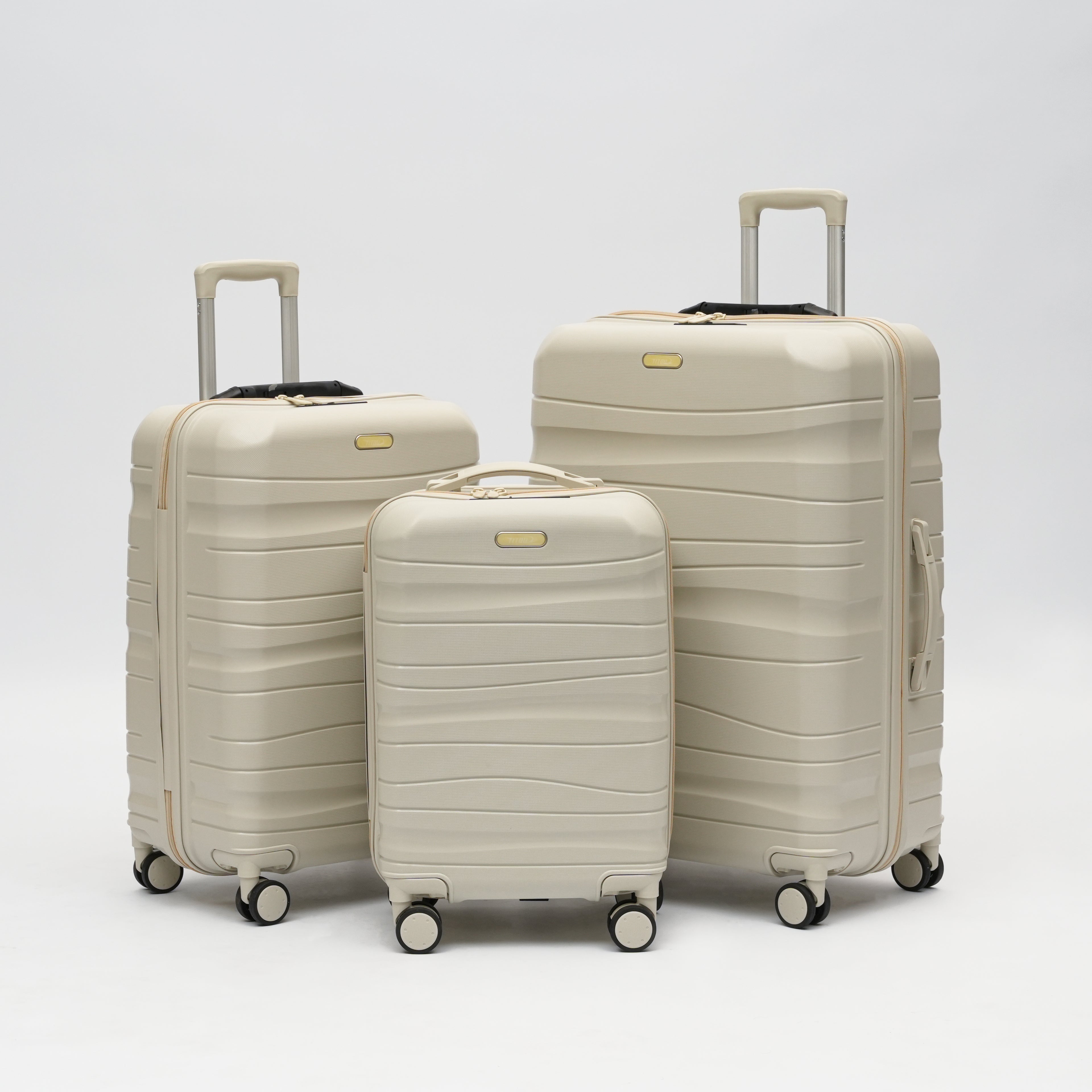 Set de 3 valises Titou avec pèse-bagages intégré et port USB intégré - Beige