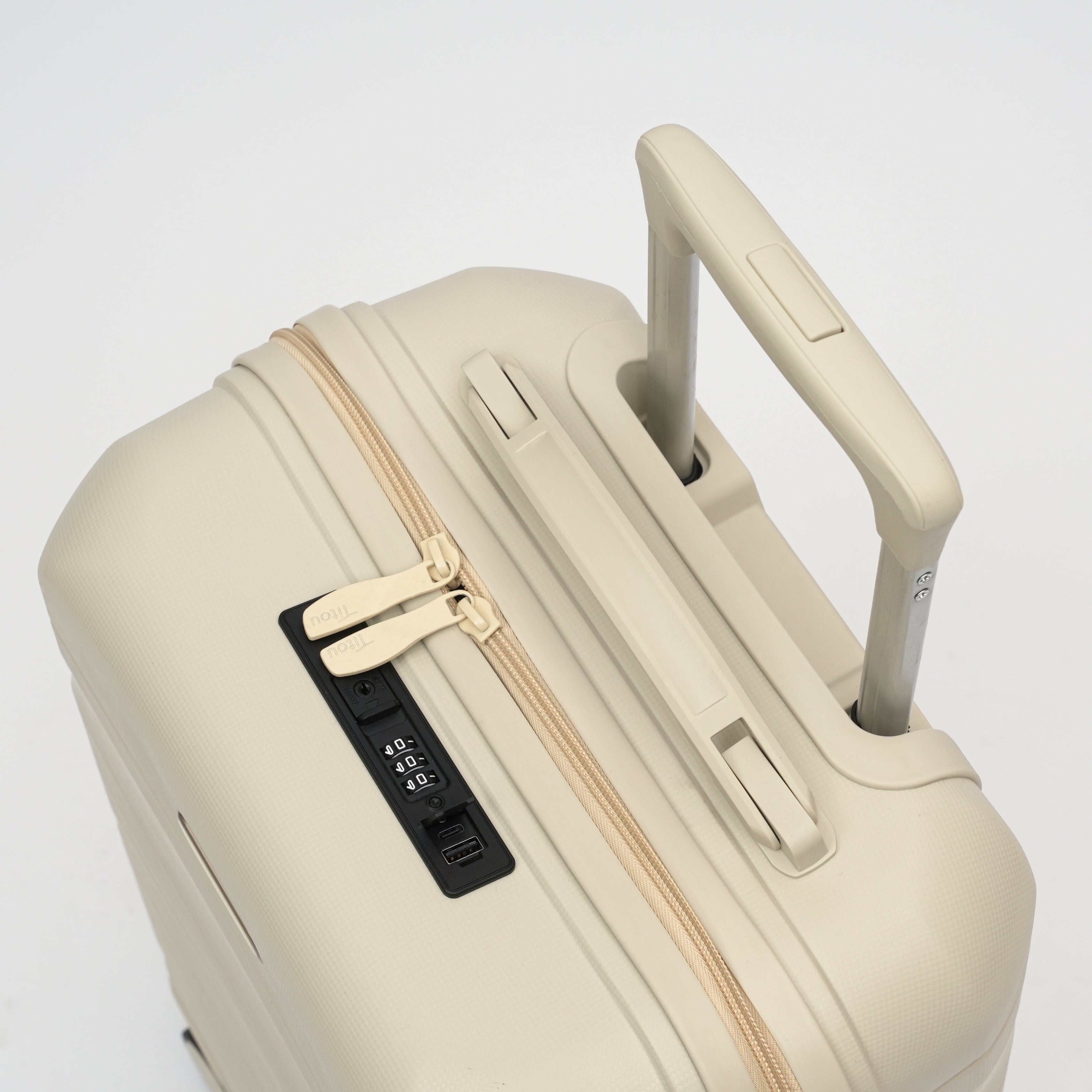 Set de 3 valises Titou avec pèse-bagages intégré et port USB intégré - Beige